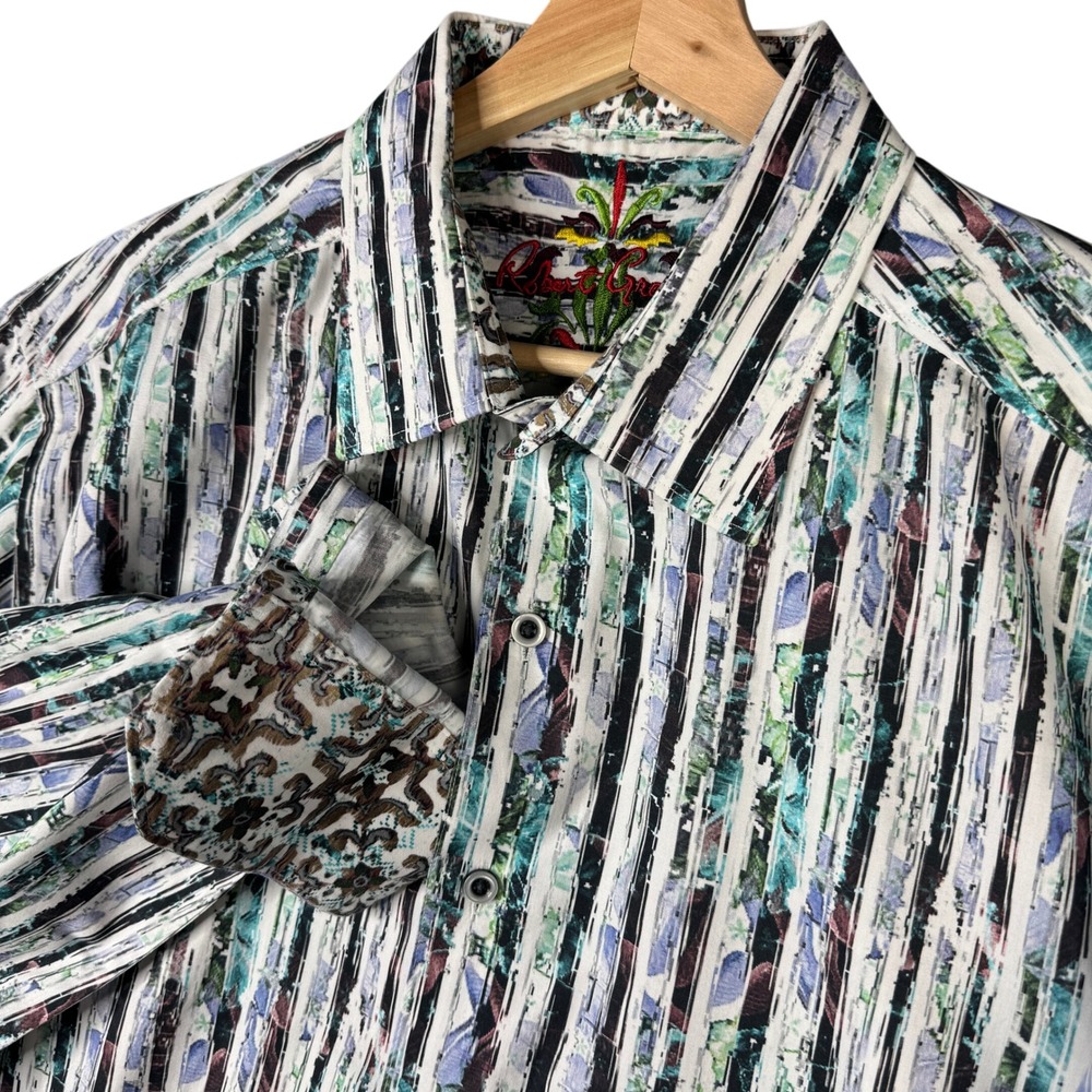 Robert Graham Classic Fit Abstract Stripe Long Sleeve Button Down Shirt XL